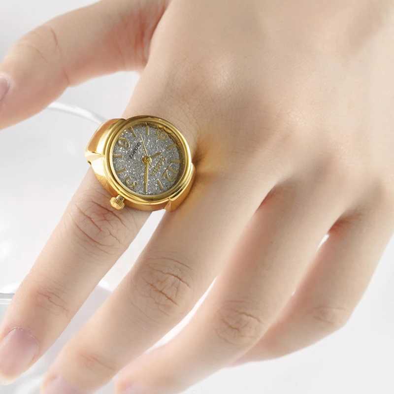 Band Rings Vintage Punk Finger Watch Mini Elastic Band Alloy Watch Couple Ring Jewelry Watch Vintage Roman Quartz Watch Ring Womens J0429