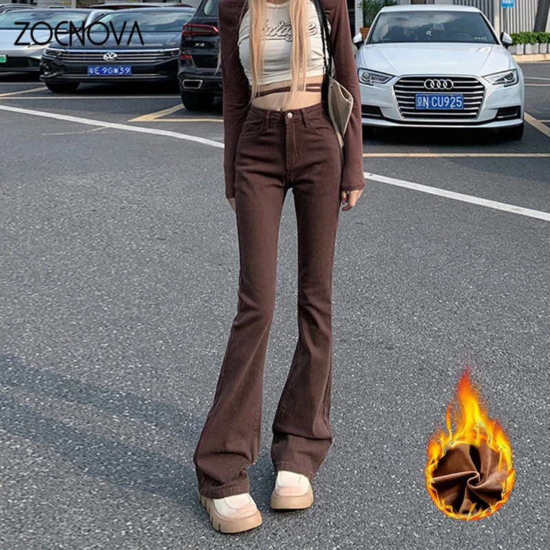 ZOENOVA wool flash pants Y2K womens winter warm and fashionable high waist elastic leg Hick velvet womens denim shorts 241122