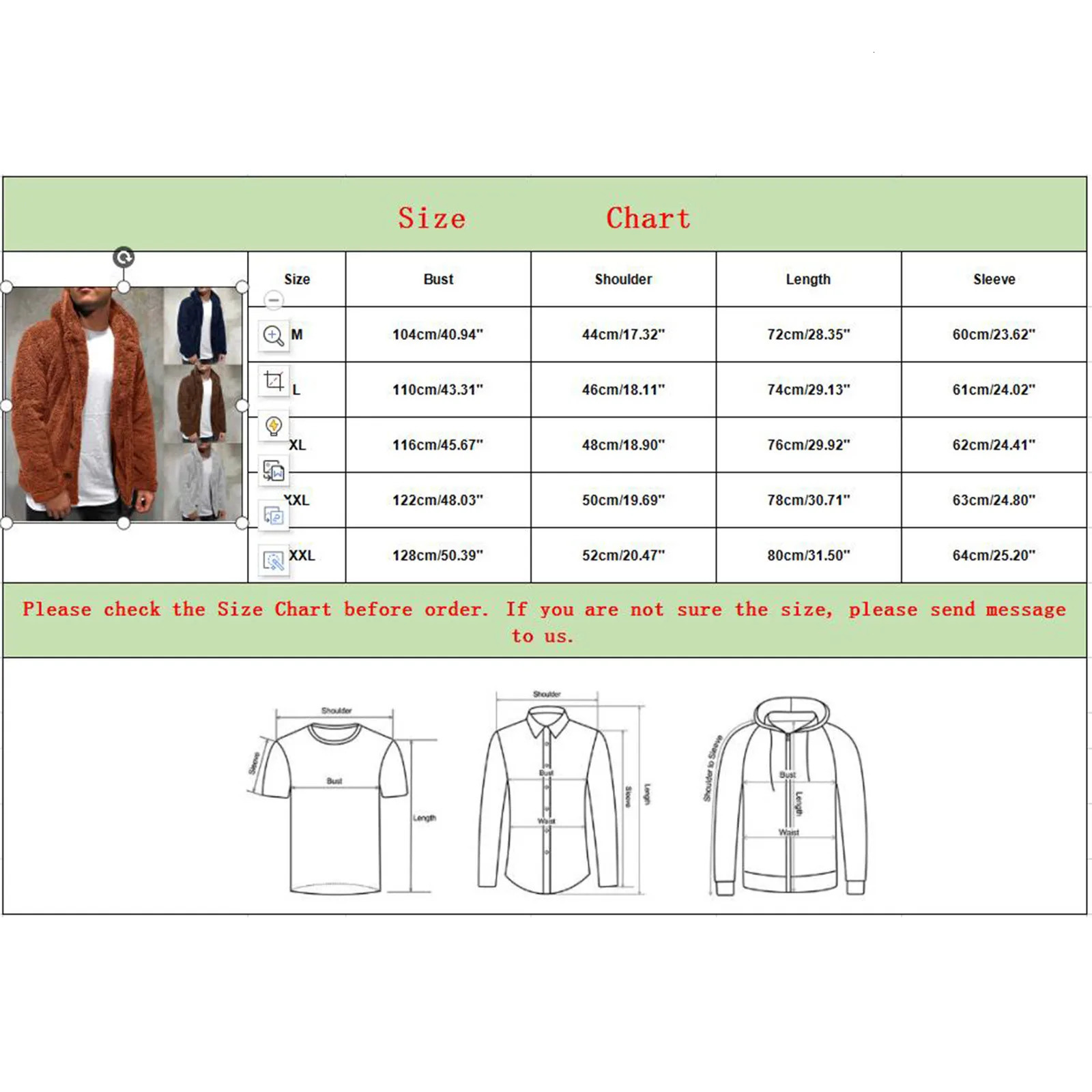 Fashion Trend Mens Wear Autumn Winter Plush Hooded Coat Solid Color Long Sleeve Singlebreasted Warm Cardigan 241120
