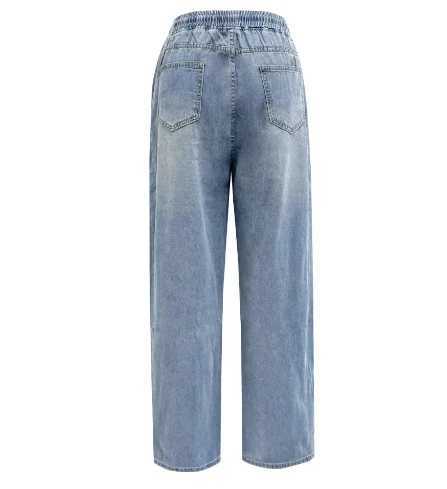 Women's Jeans Womens cropped jeans fashion pocket design Drawstring Versatile womens casual denim jeans Strtwear spring/summer clothing H241130