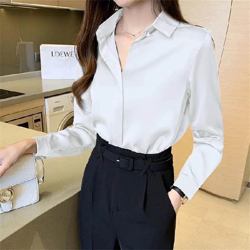 Woman Spring Autumn Style Blouses Shirts Lady Casual Long Sleeve Turndown Collar Blusas Tops DF48 241121