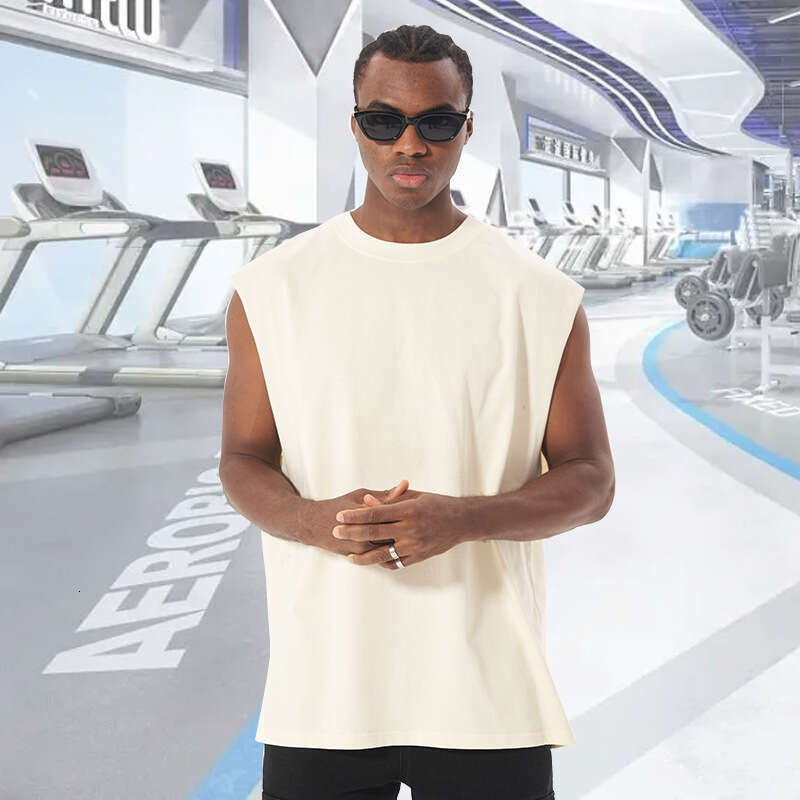 American High Street Fashion Brand Pure Cotton Edge Camisole Solid Color Neutral Loose Retro Sleeveless T-Shirt Vest B4