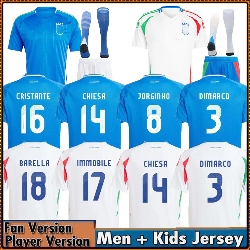 Soccer Jerseys 23 24 25 Italia CHIESA 2024 home and away Italy RASPADORI VERRATTI BARELLA Shirt TOTTI LORENZO POLITANO special MIRETTI Football uniform