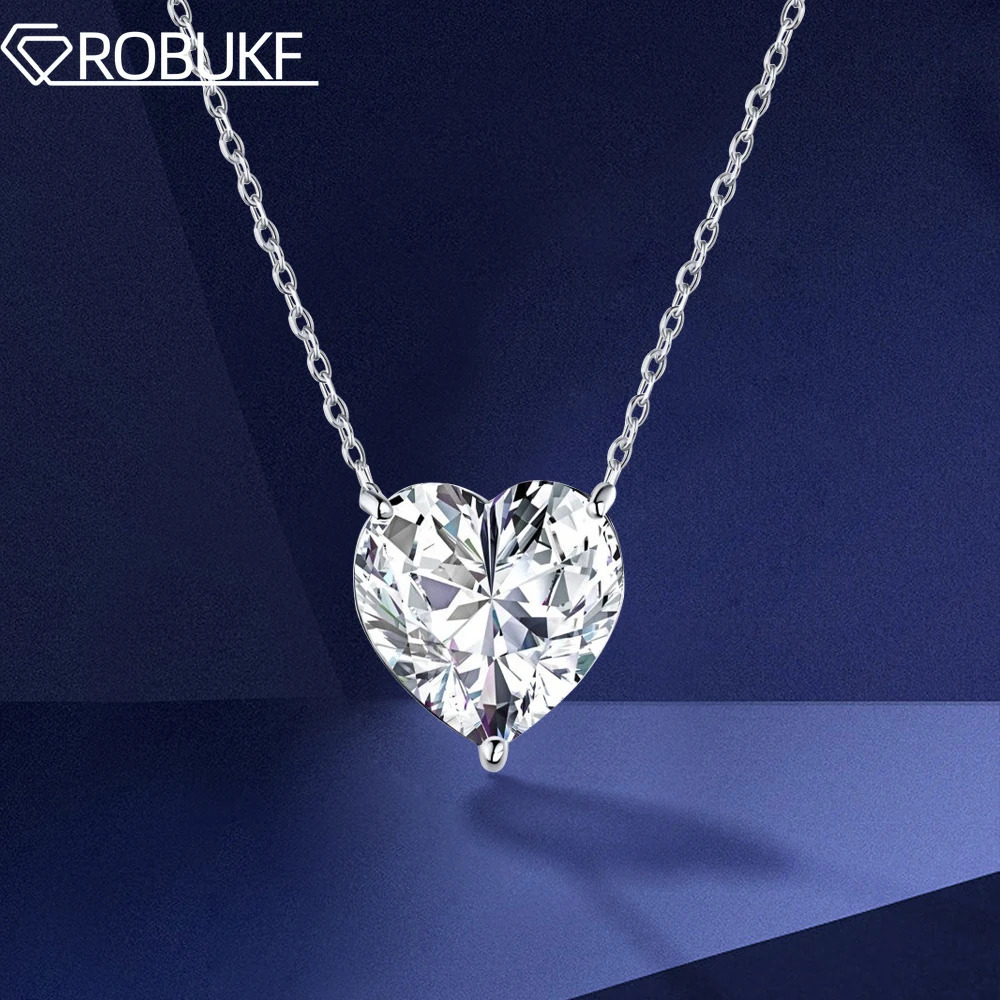 1010mm 4ct Heart Pendent Necklace for Women D Color VVS Diamond with Certificate S925 Silver Plated 18K Neck Chain 241125