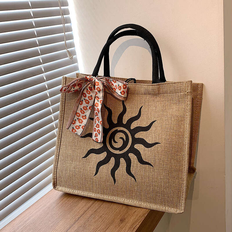 Large Capacity En Handbag For Women, Retro Fashionable, Made Of Jute Cloth, One Shoulder Tote Versatile, Mommy Bag, Fashionable And Classic In Quality