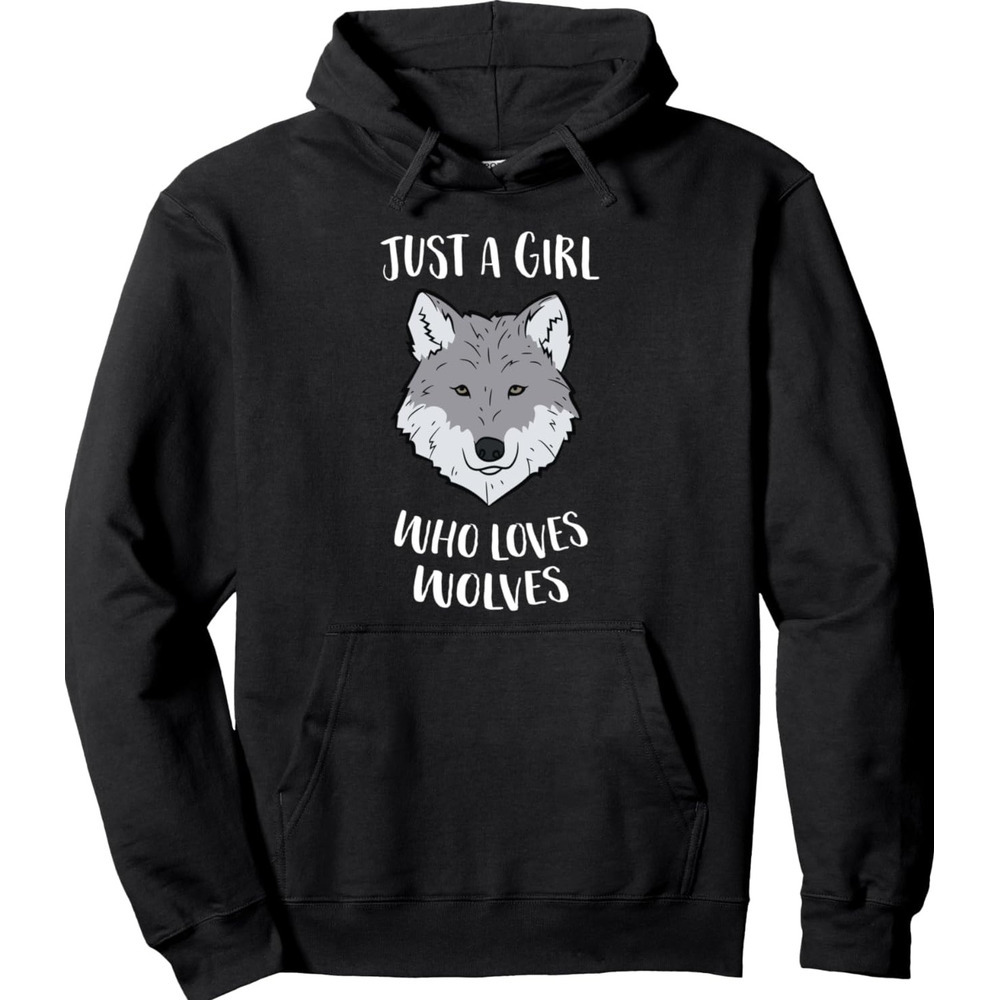Hoodie for Mens Womens Cute Wolf Girl Just A Girl Who Loves Wolves Pullover Hoodie Graphic Hoodies sweatshirt cool