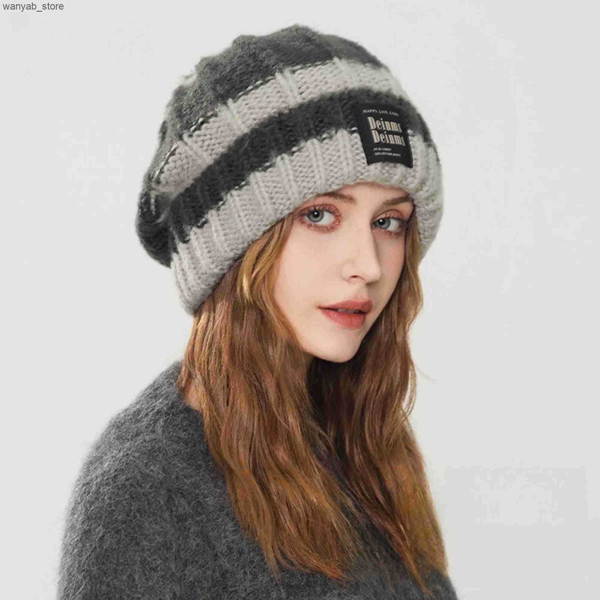 Wide Brim Hats Bucket Premium Turban Cap Keep Warm Knitted Hat Multicolour Winter Breathable Beanie Sequin Trilby Athleisur Bonnet for Ladies L240910
