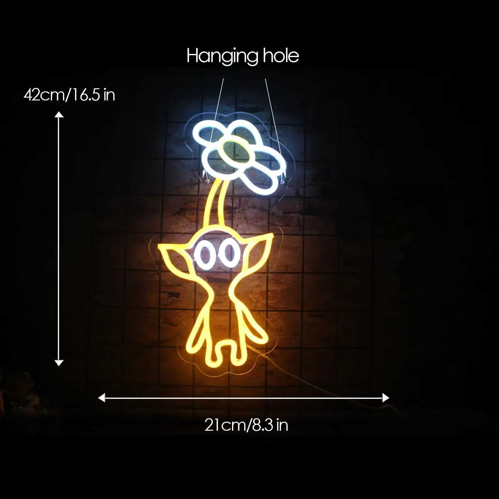 LED Neon Sign for Room Decor Neon Anime Sign Yellow Pikmin Neon Light LED Sign for Gaming Room Birthday Gift USB Z241130