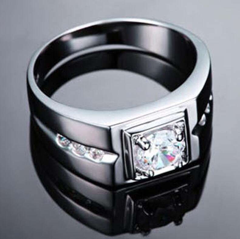 1CT Stunning Wedding Rings Simple Fine Jewelry Real 100% 925 Sterling Silver Round Cut White Moissanite Diamond Gemstones Party Men Ring For Lovers Gi