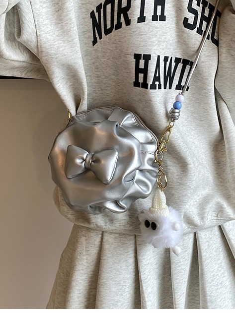 High End Handbag For Bags Handbags Women Autumn, Versatile New Fashion Crossbody Bag, Bow Folded Small Round Bag Designer