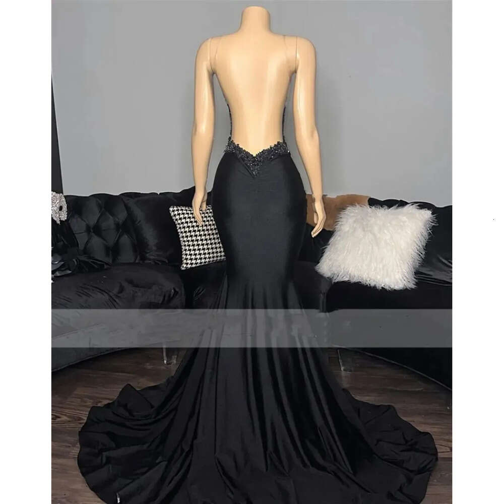 Mermaid Green Satin Vintage Dark Prom Dresses For Black Girls Sexy Backless Formal Evening Party Gown Mal Mal