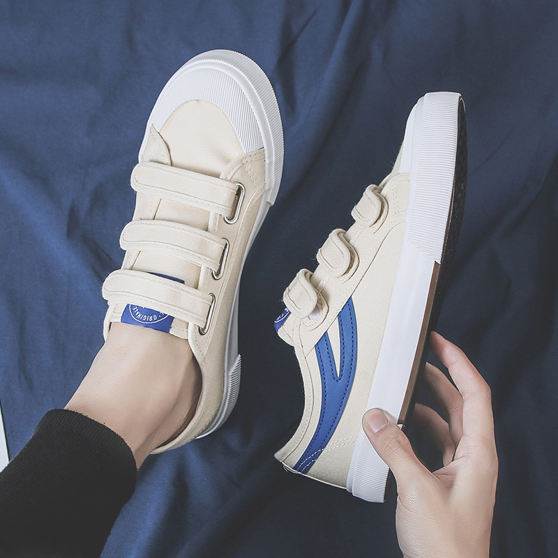 New Lazy Canvas Velcro Casual Board Adhesive Buckle Korean Edition Fashion White Shoes Single Foot Men's Shoes Designer Casual Shoes Versatile Bo