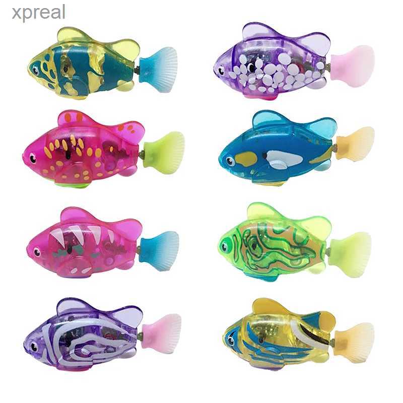 Bath Toys Summer Baby Shower Toy Flash Swimming Electronic Fish Battery Powered Simulation Water Fish Toy Childrens GiftWX1