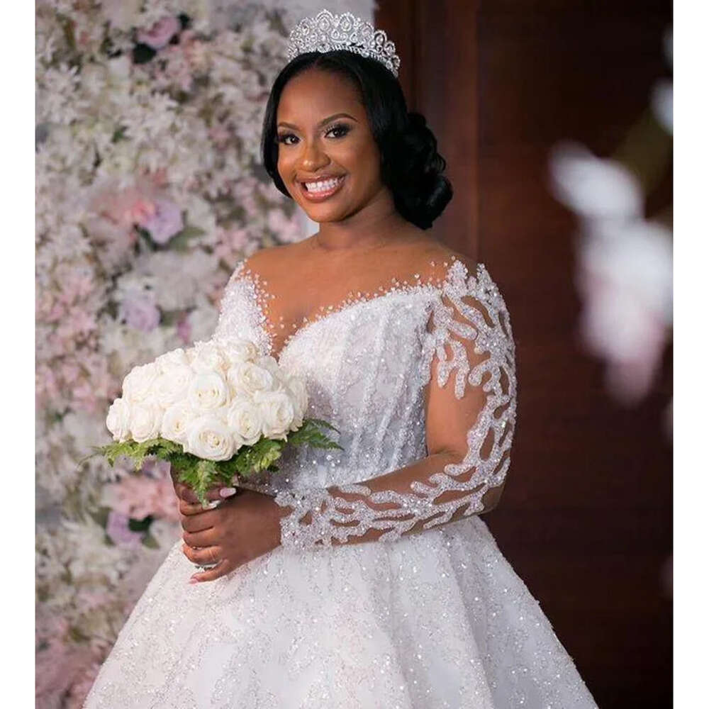 e Sparkly A Country Sexy Wedding Dresses Bridal Gowns Vintage Off Shoulder Illusion Crystal Beading Long Sleeves Plus Size Chapel Train