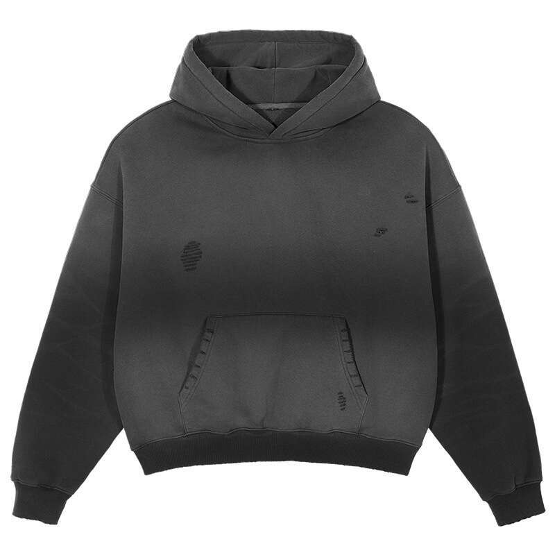 Men's Heavyweight Retro Loose Short For Teenagers With Off Shoulder Design, Double Layered Hat Men's Hoodie B3
