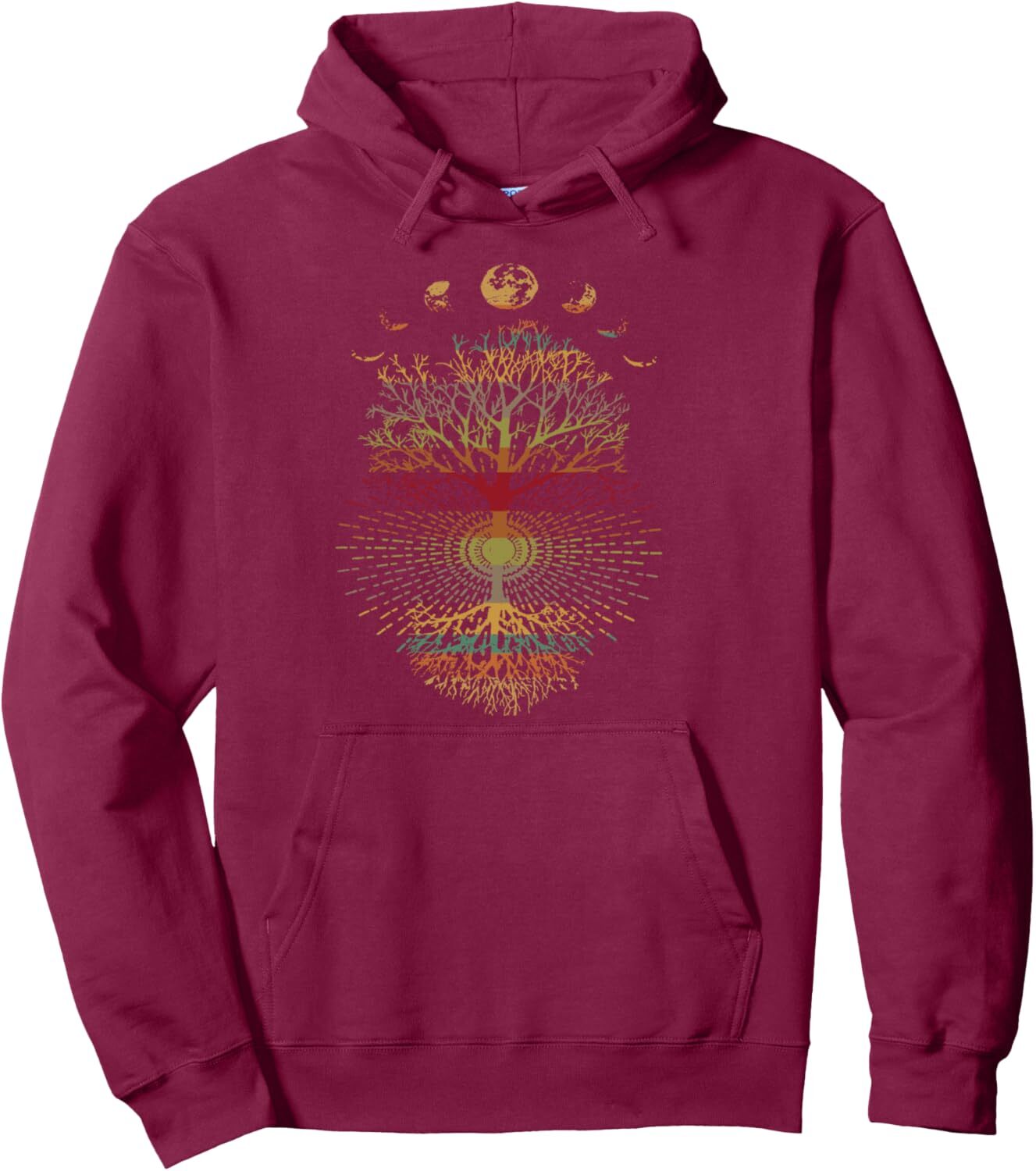 Hoodie for Mens Womens Phases of the Moon Retro 60s 70s Vibe Tree of Life Gift Pullover Hoodie Graphic Hoodies sweatshirt Fashionable and atmospheric