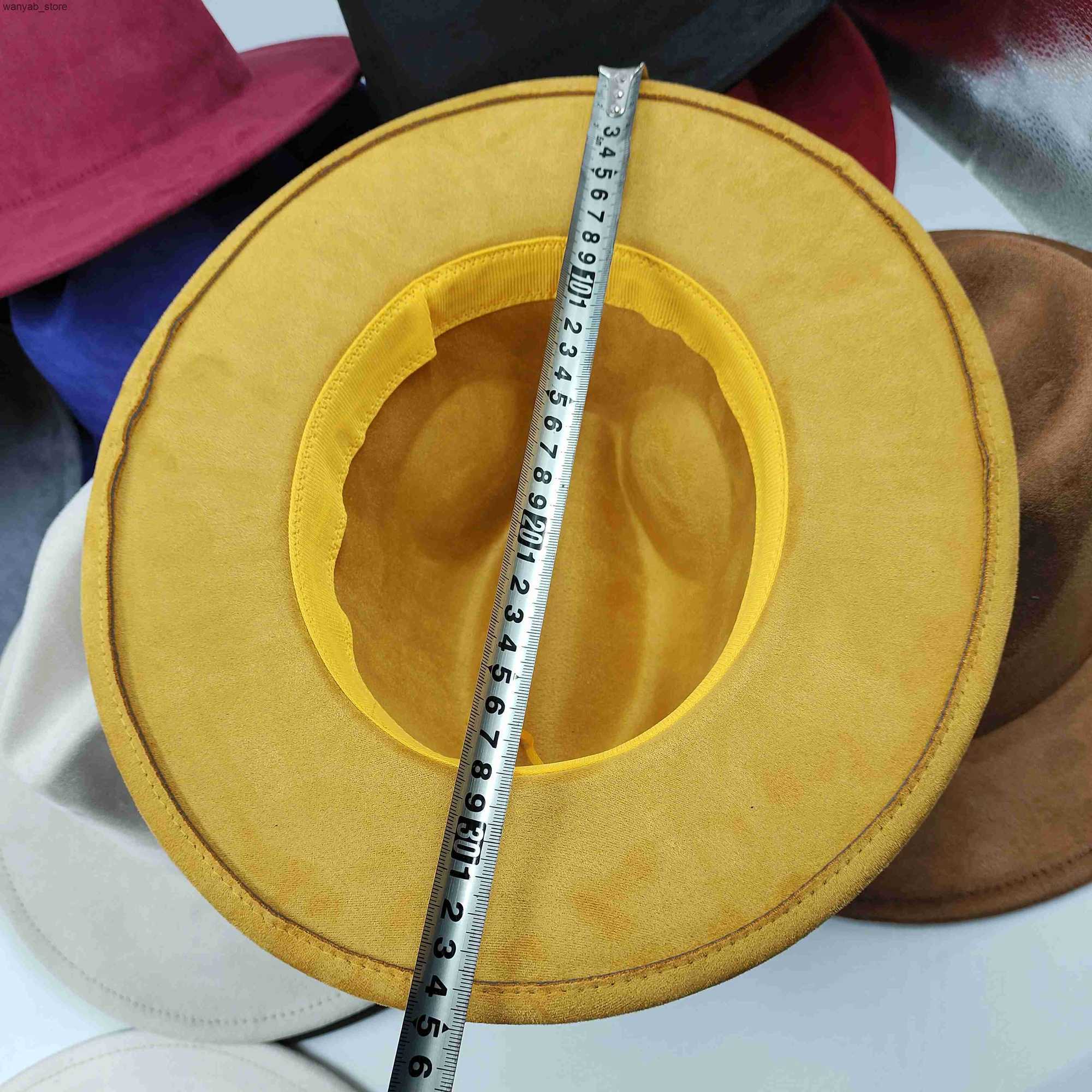 Cloches Suede 2023 New Fedora Mens and Womens Hats Autumn Panama Jazz Hats British Style Elegant Retro Fedora Wide Brown Hats L240910