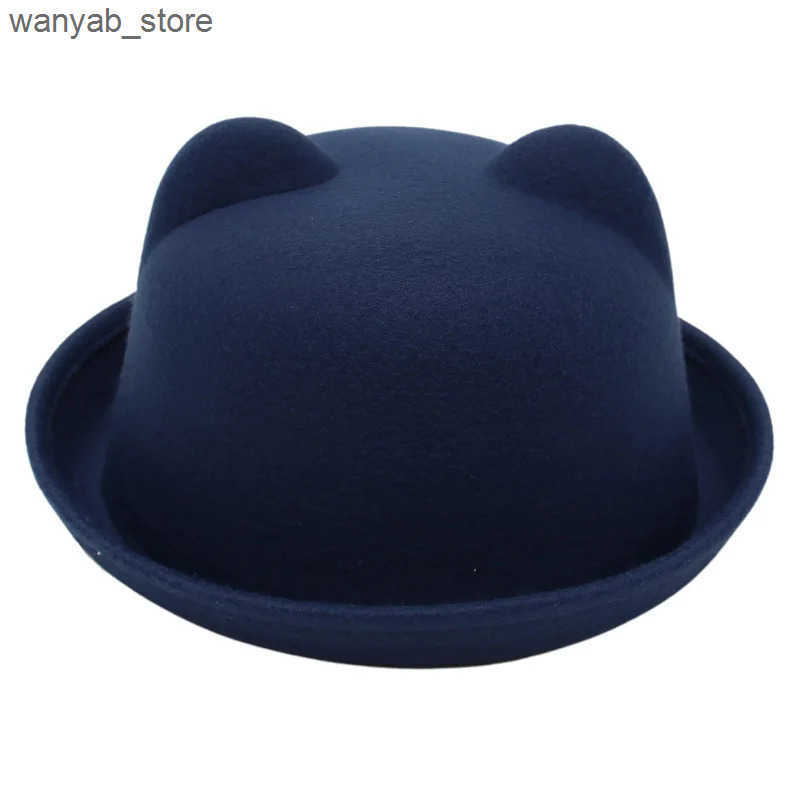Wide Brim Hats Bucket Hats Bear Bowler Hat For Kids Boys Girls Women Hat Round Cap Flanging Performance Cap Cute Autumn Winter Family Parent-child Hat