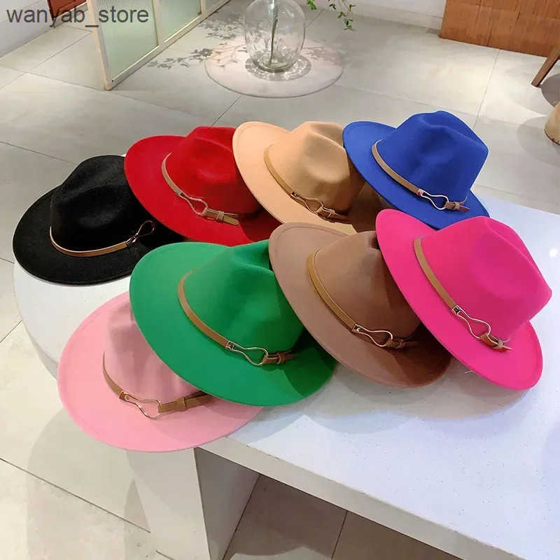 Wide Brim Hats Bucket Hats KAMMPT Woolen Fedora Women 2024 New Fashion Casual Autumn Winter Hat with Wide Brim Trendy Stylish Vintage Trilby for Trave