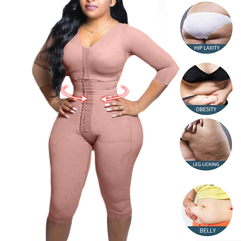 Fas Colombianas Full Body Support Arm Compression Girdle Women's Shapewear With Built In Bra Corset Slimming Sheath Flat Belly