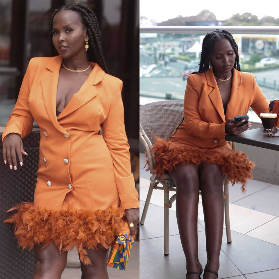 Gorgeous Mother Of The Bride Suits Feather V Neck Double Breasted Long Blazer Ladies Outfits Party Birthday Prom Blazer One Piece Set Wedding Party Cu