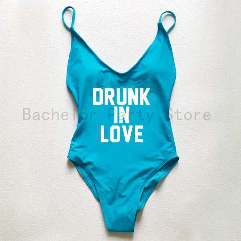 Women's Swimwear Drunk In Love Letter Print swimsuit womens adjustable shoulder strap swimsuit womens thong pad one-piece swimsuit beach wear bad