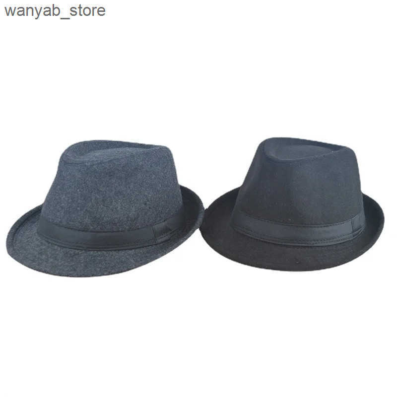 Wide Brim Hats Bucket Hats Winter Solid Fedoras For Men Top Jazz Hat Adult Bowler Hats Classic Version Chapeau Hats L240910