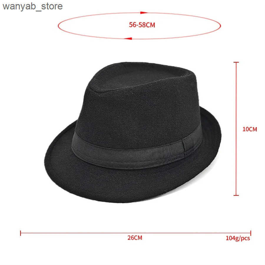 Wide Brim Hats Bucket Hats Unisex British Felt Jazz Hats For Middle Aged Men Bucket Hat Wool Fedoras Hat Autumn Winter Gentlemen Wedding Party Magic C