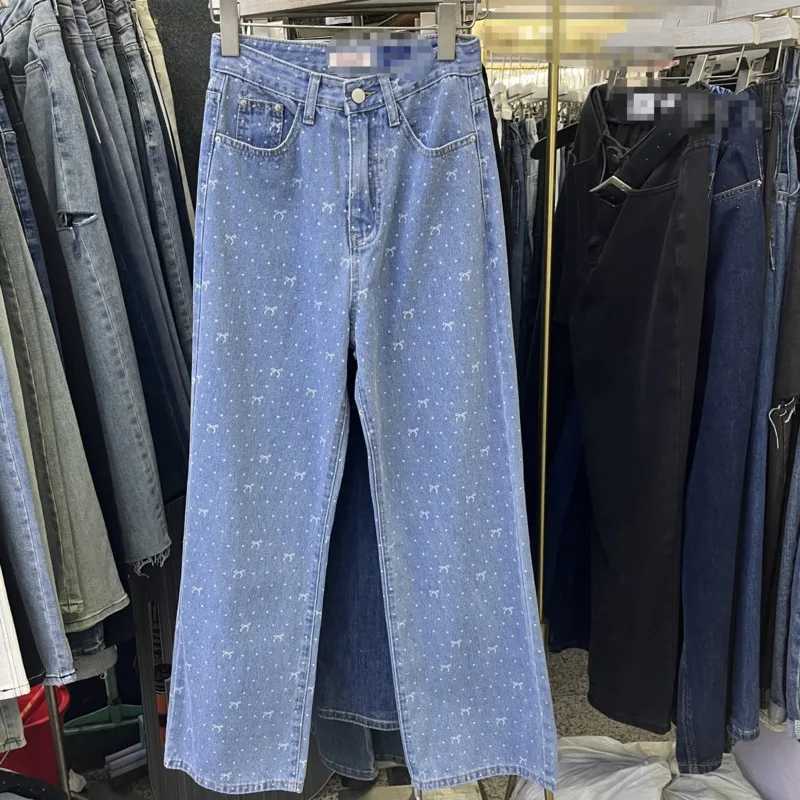 Women's Jeans New Korean bow embroidered slim fit womens jeans for spring 2024 H241130