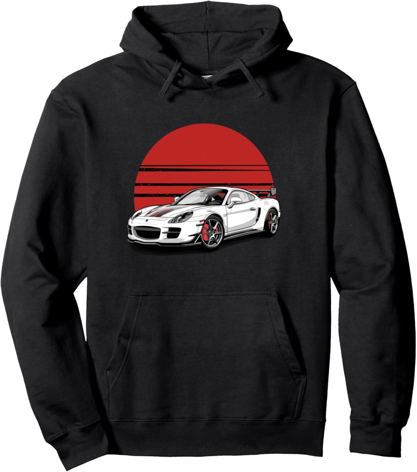 Hoodie for Mens Womens White Sports Car Design Pullover Hoodie Graphic Hoodies sweatshirt Fashionable and cool