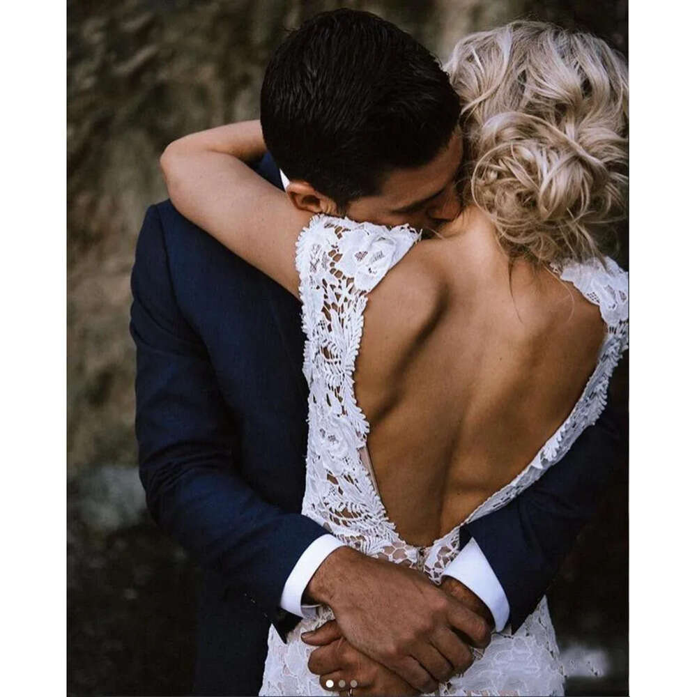 Wedding Ivory Lace Garden Boho Dresses Vintage V Neck Country Beach Bridal Gowns Vestido De Novia Low Back Mermaid Sukienki Estido