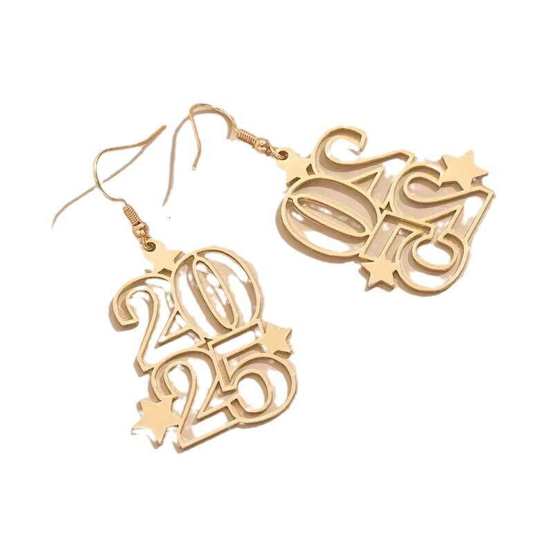 Digital Creative Fashion Boho Style 2025 Gaanized Design New Year Earrings Straight Hair