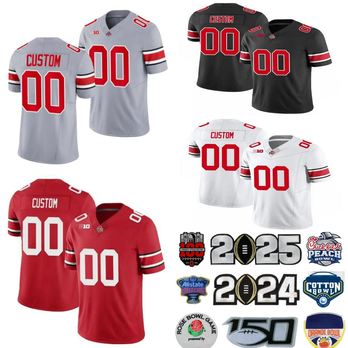 Custom S-6XL Buckeyes NCAA Football 4 Jeremiah Smith Jersey 2025 New 18 Marvin Harrison 6 Sonny Styles Caleb Downs Stroud Kyle McCord Justin Fields Will Howard Jerseys