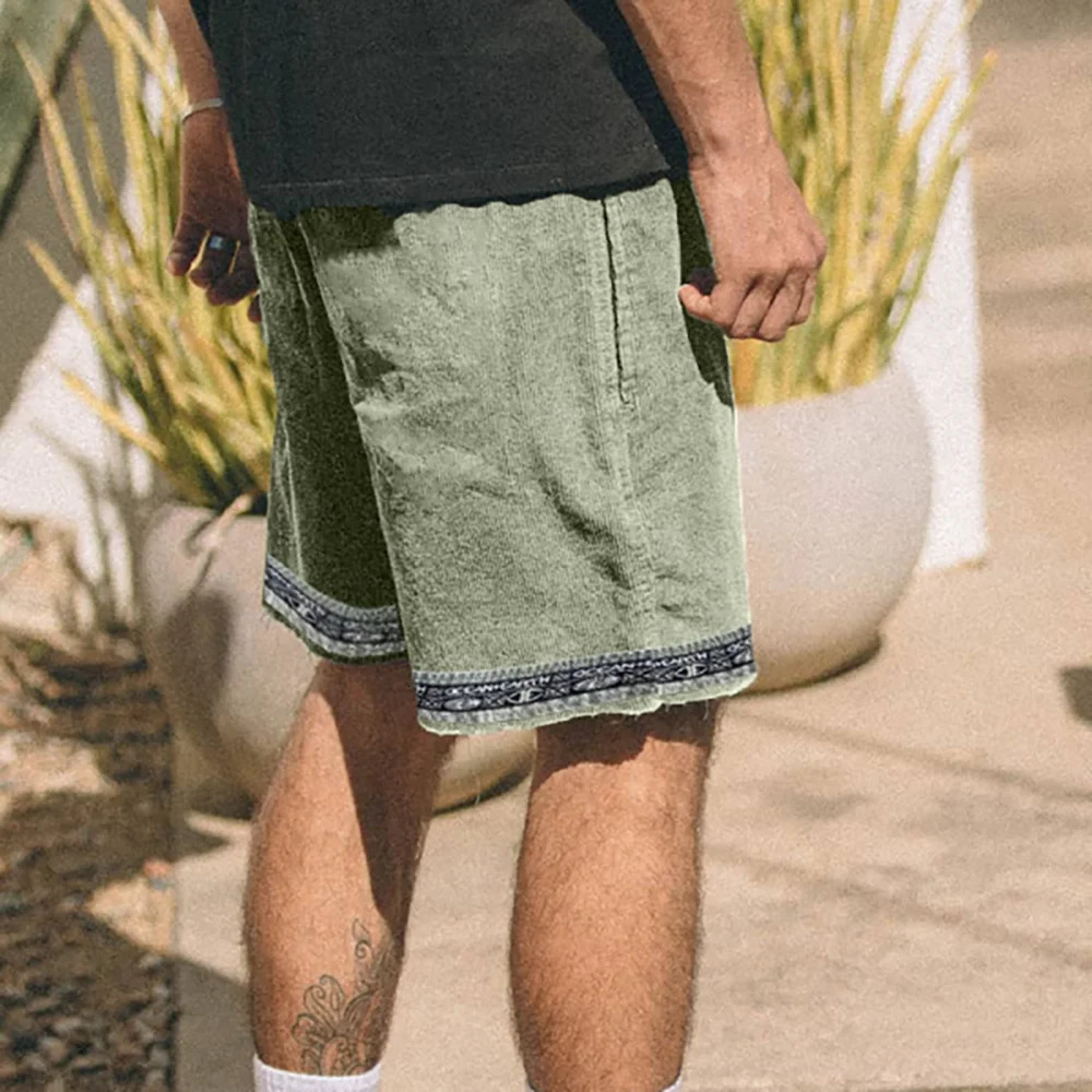 Retro Corduroy Surf Shorts Summer Beach Vacation Casual Fashion Men Short Pants Loose Large Size 3XL Male Outdoor 240415