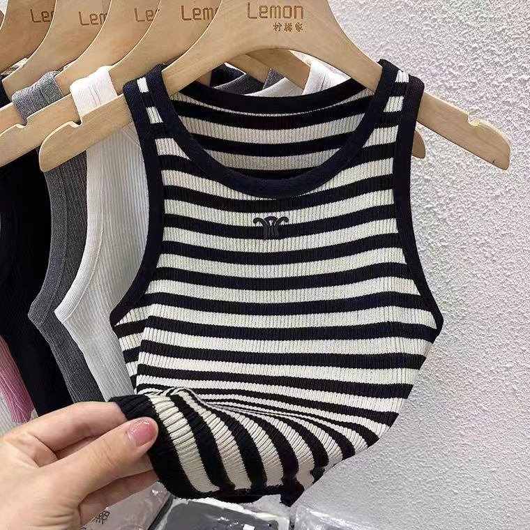 Women Knits Tank Top Designer Embroidery Vest Sleeveless Breathable Knitted Pullover Womens Sport Tops
