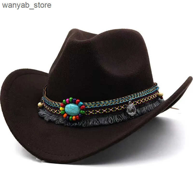 Wide Brim Hats Bucket Hats 2024 Simple Upturned Brim Hat Woolen Jazz Hat English Style Top Hat Ethnic Style Belt Solid Color Western Cowboy Hats L2409
