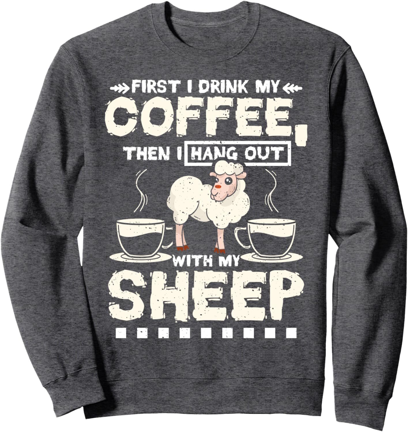 Long Sleeve Shirts for Men sweatshirt Coffee and I hang out with my sheep Sweatshirt Streetwear Casual tops clothes Fashionable and cute