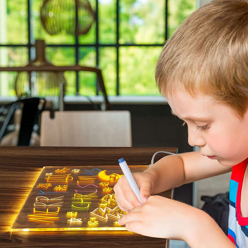 LED Acrylic Message USB Luminous Drawing Board Memo with Bracket Can Be Wiped Bedroom Night Light Children's Gift