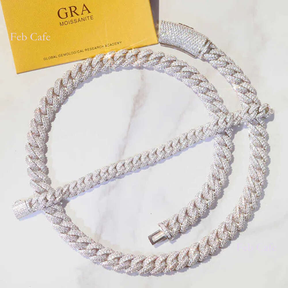 New Designer Full Ice Out Moissanite Cuban Chain 2Rows 6Mm 9Mm 13Mm Solid Sier Moissanite Cuban Link Chain Mans Hip Hop Necklace Gift With Box