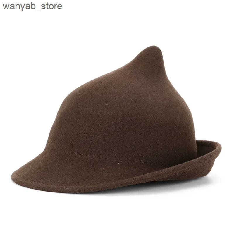 Wide Brim Hats Bucket Hats High Quality % Wool Modern Halloween Witch Hat Women Party Hat Festival Party Winter Cute Cap L240910