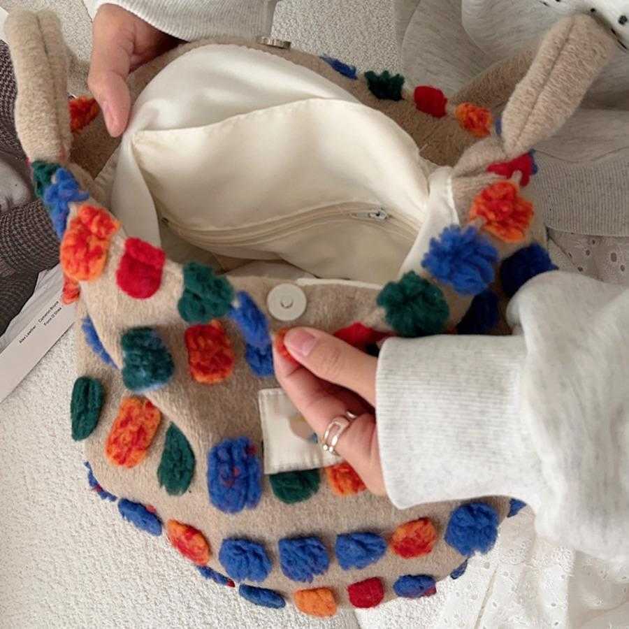 Plush Bucket Bag WoMens Bag New Cross Shoulder Bag Handheld Shoulder Bag Shopping Storage Bag Totes Handbags 241104