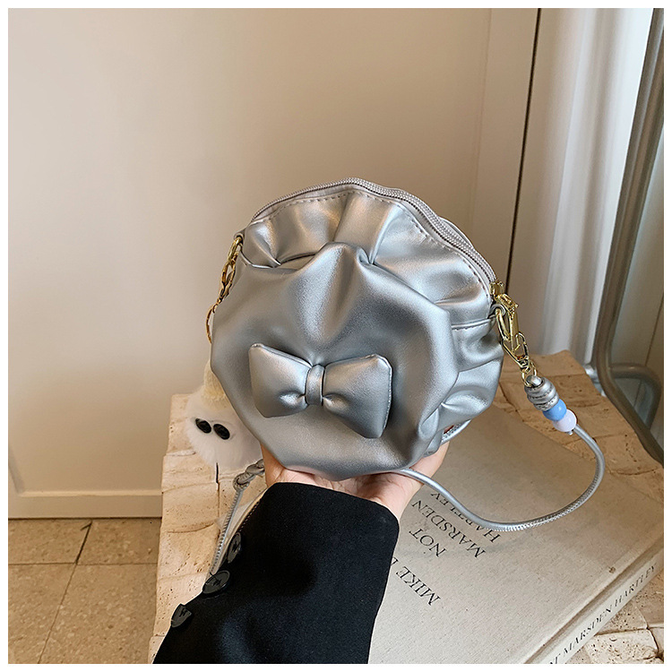 High End Handbag For Bags Handbags Women Autumn, Versatile New Fashion Crossbody Bag, Bow Folded Small Round Bag Designer