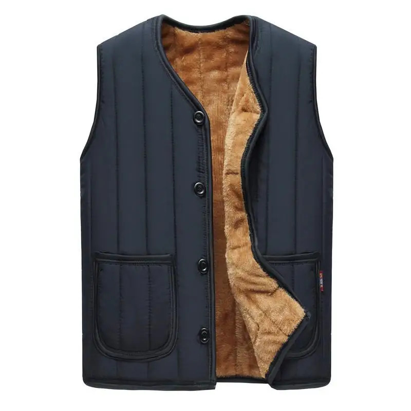 2023 Mens Black Fleece Vest Winter Sleeveless Outerwear Warm Liner Vests Plus Size 2Xl 3Xl 4Xl Soft 241129