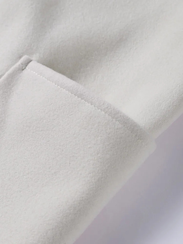 Elegant Scarf Collar Coat for Women Fashion Loose Long Sleeve Warm Jacket 2024 Autumn Winter Pocket Female Thick Outwear Street 241129