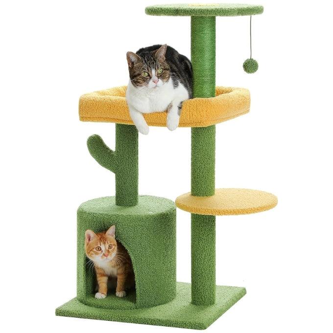 Made4Pets Cat Tree, 37" Multi-Level Indoor Cat Tree With Perch & Ball & Scratching Posts Cat Tower, Green, 3-7days delivery
