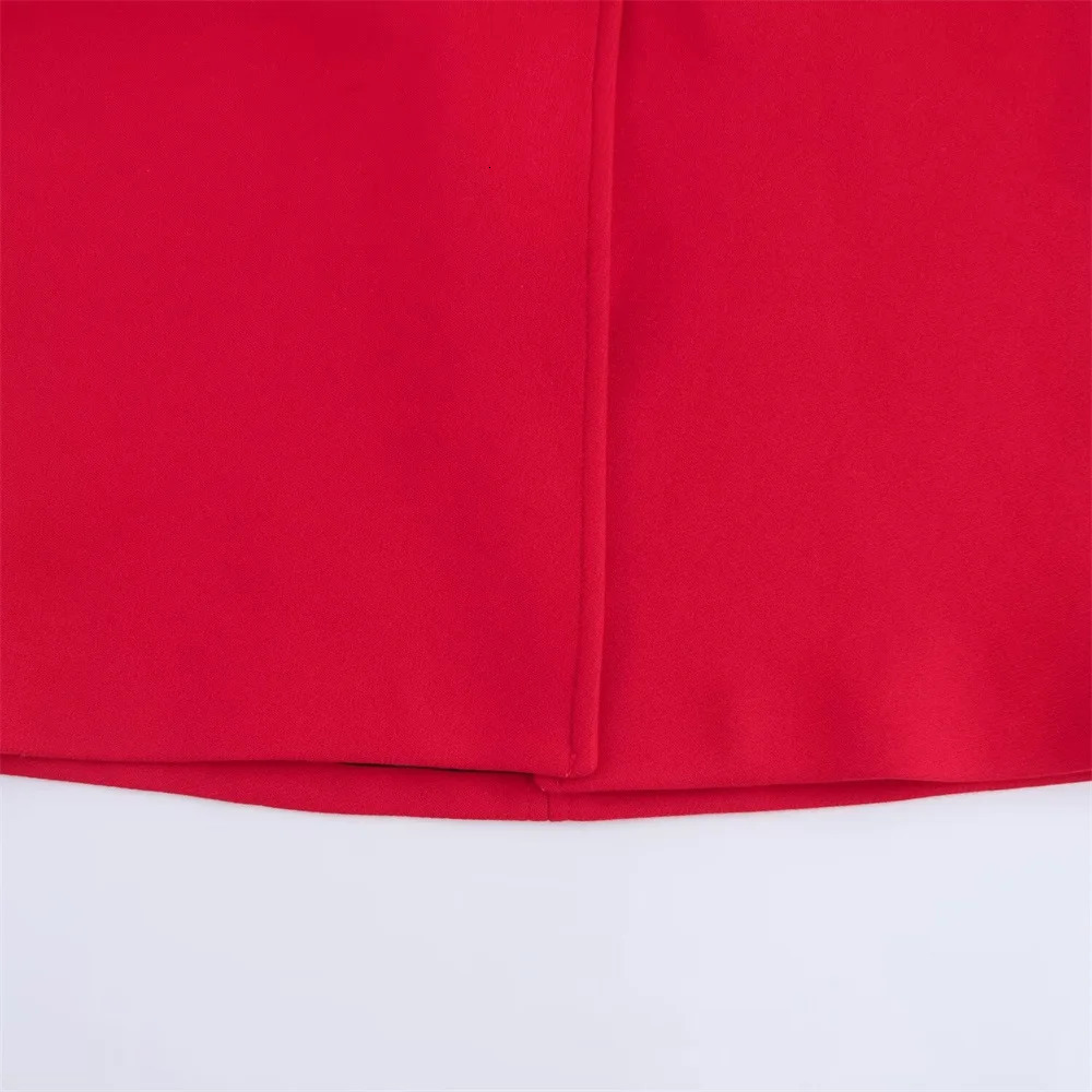 PB ZA red loose coat jacket with lapel pockets and button decoration for autumn winter womens half skirt 241129