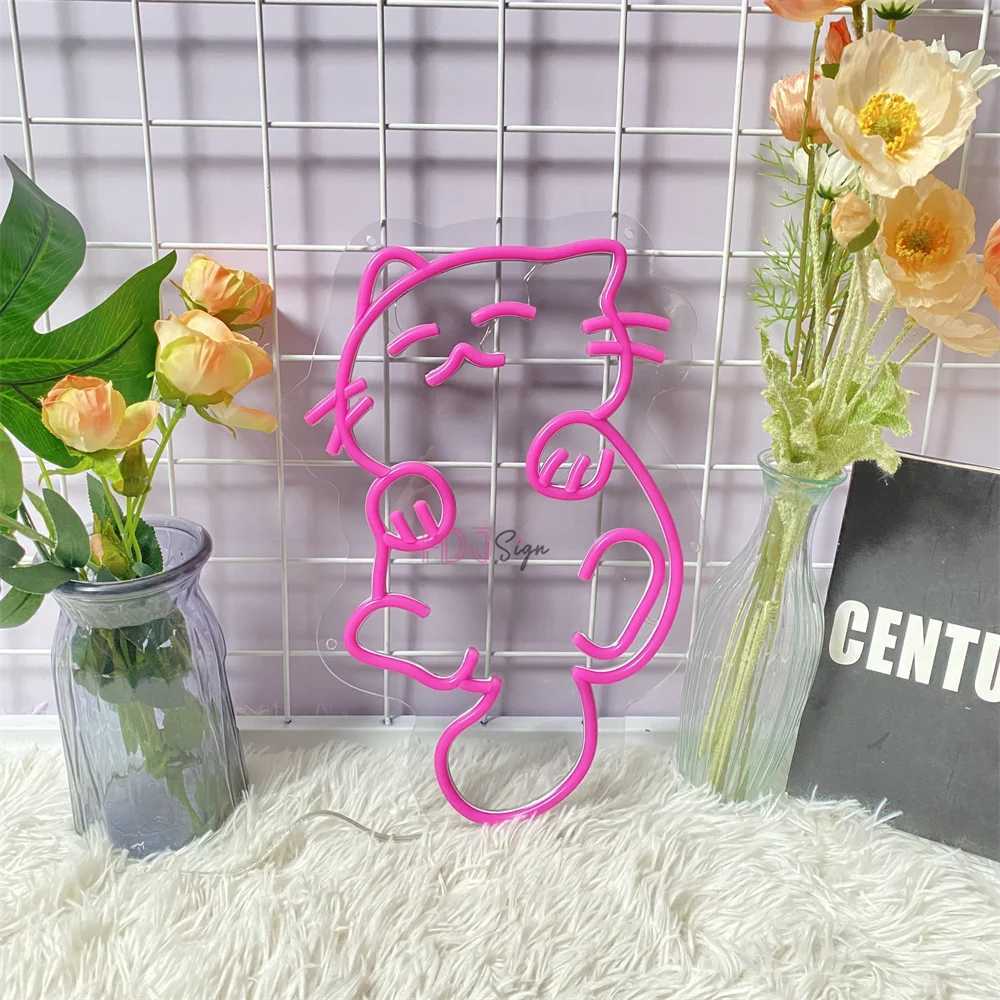 Cat LED Neon Sign Lights Childrens Bedroom Wall Decoration Neon Night Lights USB Creative Birthday Gift Room Wall Decor Z241130