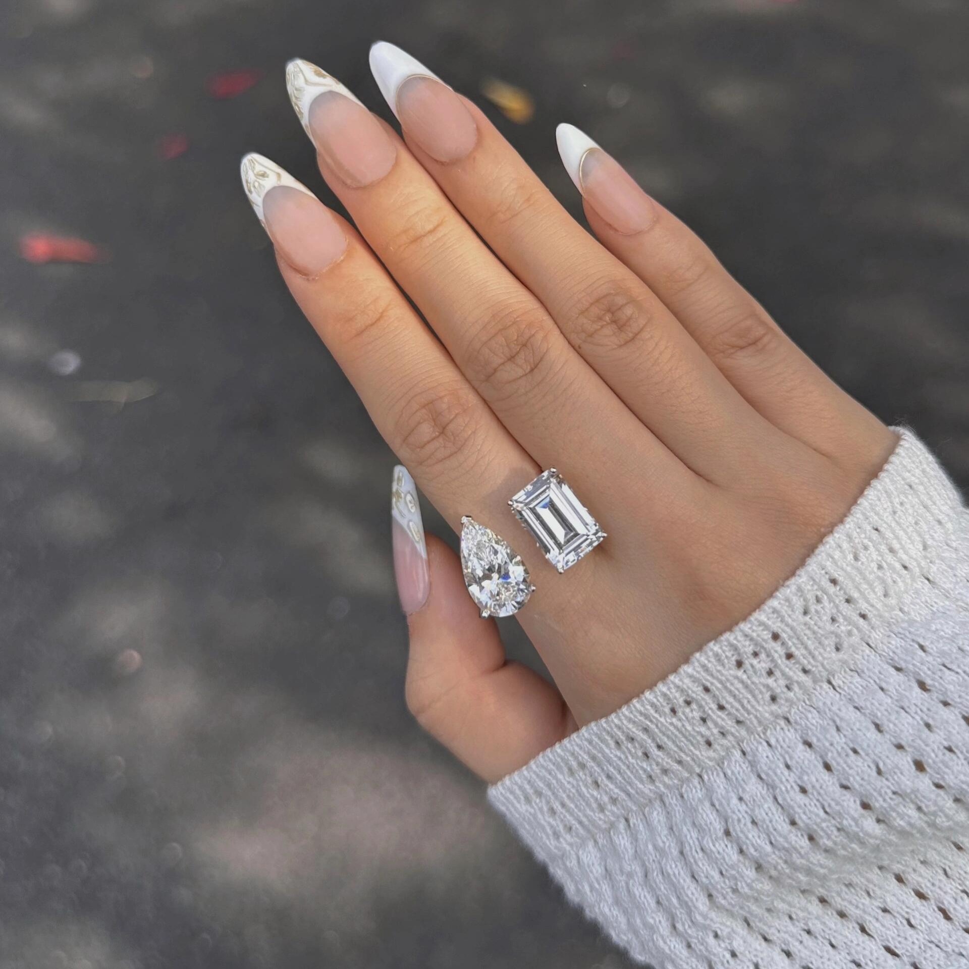 2024 Choucong Ins Top Sell Wedding Rings Luxury Jewelry Real 100% 925 Sterling Silver Pear Cut White Moissanite Diamond Party Eternity Women Open Ring