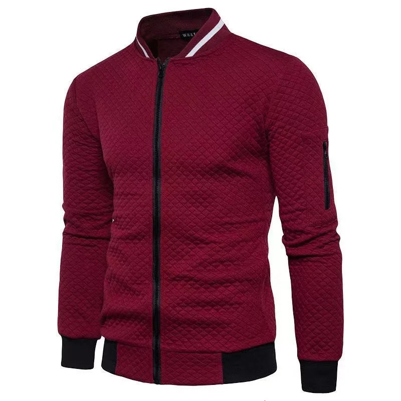 2024 autumnwinter mens diamond grid contrasting long sleeved slim fit jacket casual zipper stand up collar sports top 241129