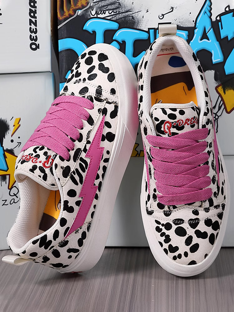 Lightning x storm D6229 board shoes Picasso collaboration leopard print revenge lightning storm for men and women fashion casual shoes trendy couple s